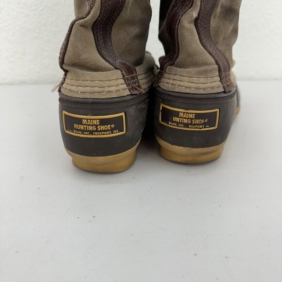 LL Bean Signature Waxed Canvas Maine Hunting Lace Up Tall Boots Shoes Womens 9M - Picture 5 of 10